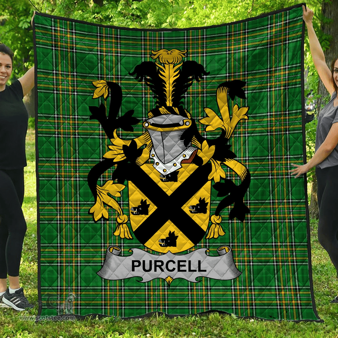 Scottish Purcell Irish Coat of Arms Family Crest Quilt Irish National Tartan Irish County Quilts