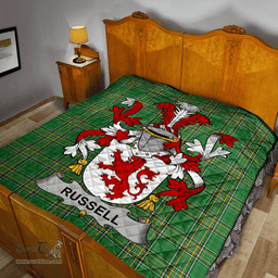Scottish Russell Irish Coat of Arms Family Crest Quilt Irish National Tartan Irish County Quilts
