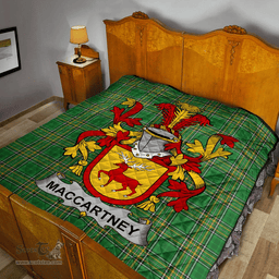 Scottish Mccartney Or Maccartney Irish Coat of Arms Family Crest Quilt Irish National Tartan Irish County Quilts