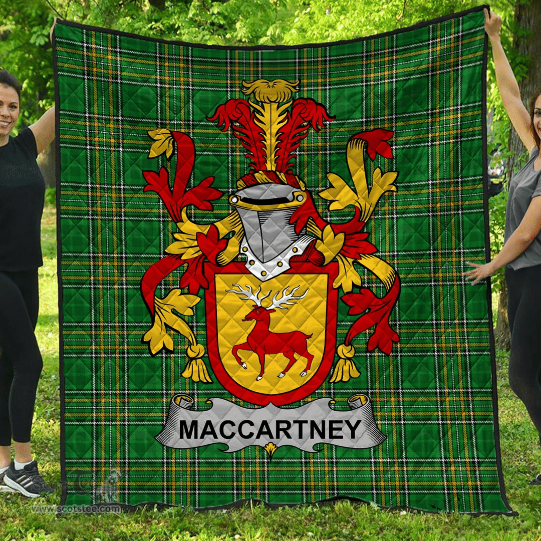 Scottish Mccartney Or Maccartney Irish Coat of Arms Family Crest Quilt Irish National Tartan Irish County Quilts