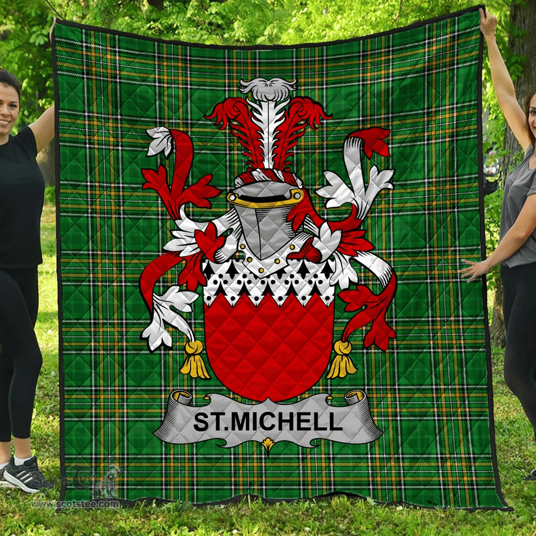 Scottish St.Michell Irish Coat of Arms Family Crest Quilt Irish National Tartan Irish County Quilts