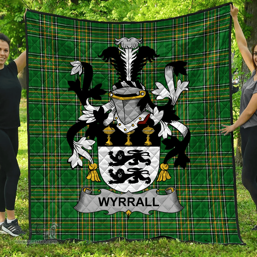 Scottish Wyrrall Irish Coat of Arms Family Crest Quilt Irish National Tartan Irish County Quilts