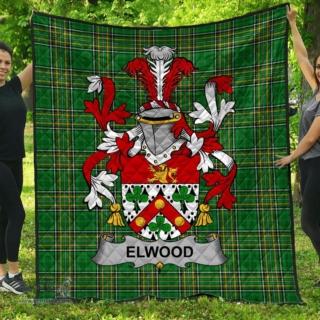 Scottish Elwood Irish Coat of Arms Family Crest Quilt Irish National Tartan Irish County Quilts
