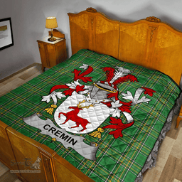 Scottish Cremin Or O'Cremin Irish Coat of Arms Family Crest Quilt Irish National Tartan Irish County Quilts