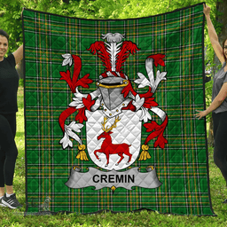 Scottish Cremin Or O'Cremin Irish Coat of Arms Family Crest Quilt Irish National Tartan Irish County Quilts