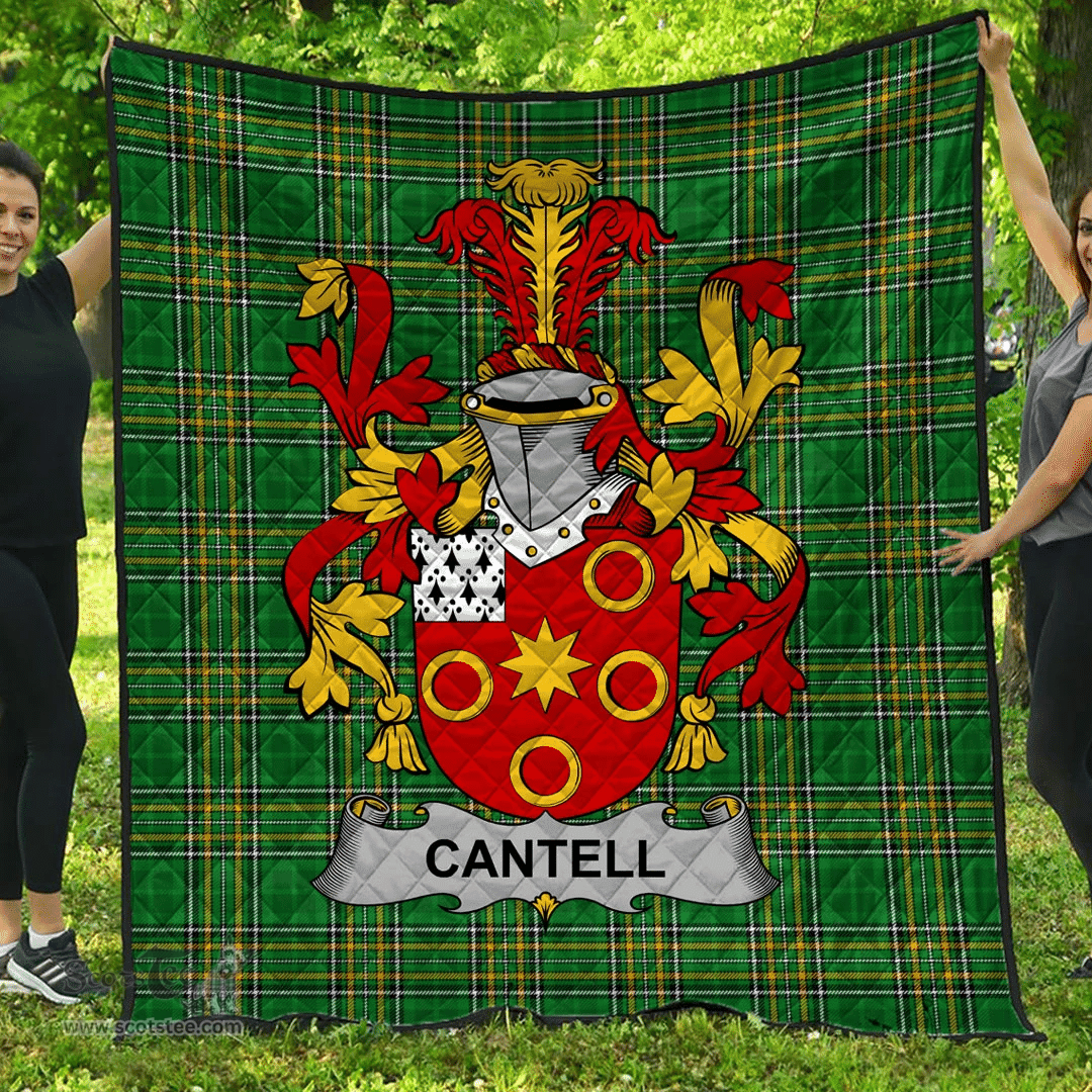 Scottish Cantell Irish Coat of Arms Family Crest Quilt Irish National Tartan Irish County Quilts