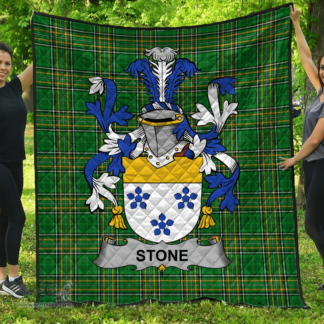 Scottish Stone Irish Coat of Arms Family Crest Quilt Irish National Tartan Irish County Quilts