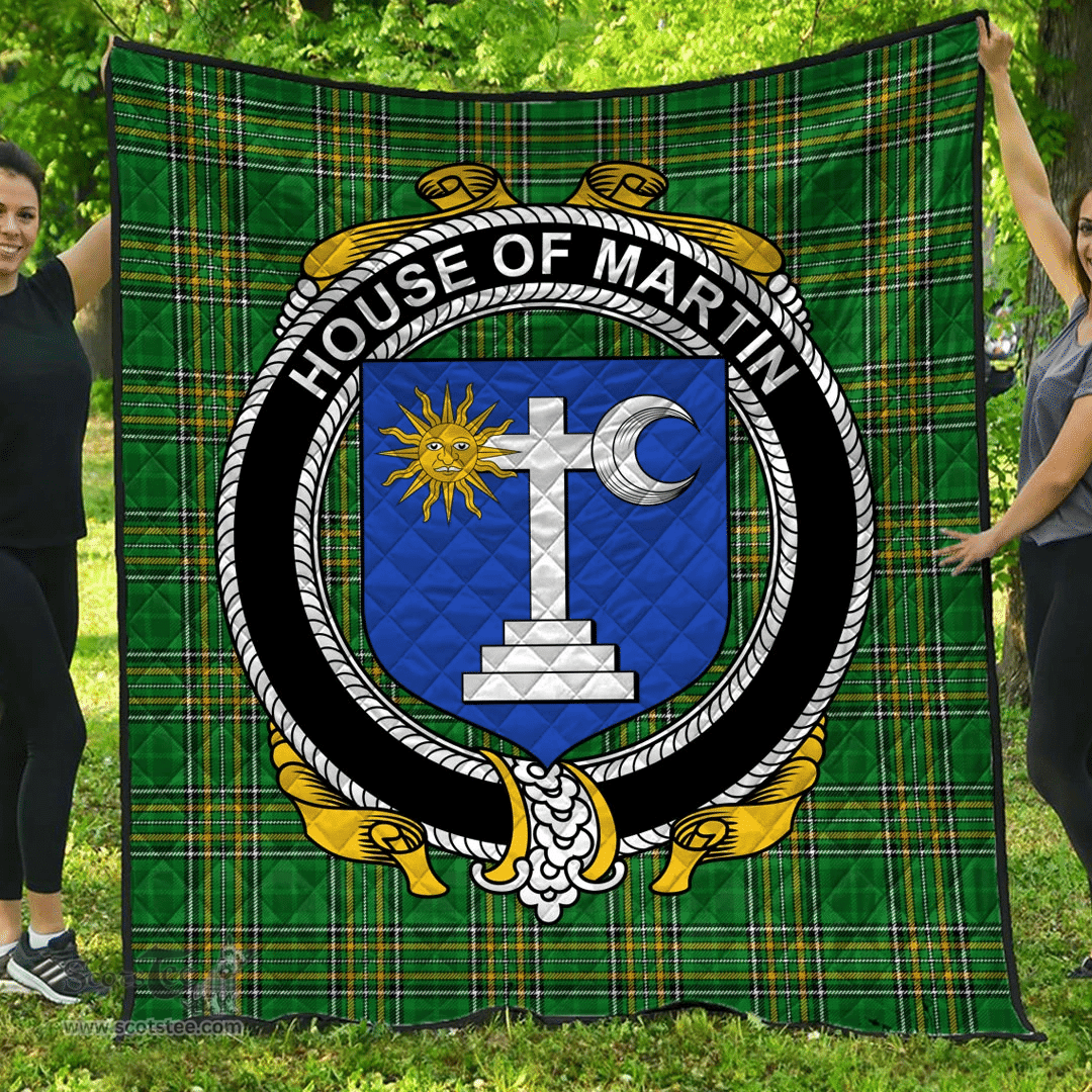 Scottish House Of Martin Irish Coat of Arms Family Crest Quilt Irish National Tartan Irish County Quilts