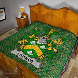 Scottish Levinge Or Levens Irish Coat of Arms Family Crest Quilt Irish National Tartan Irish County Quilts