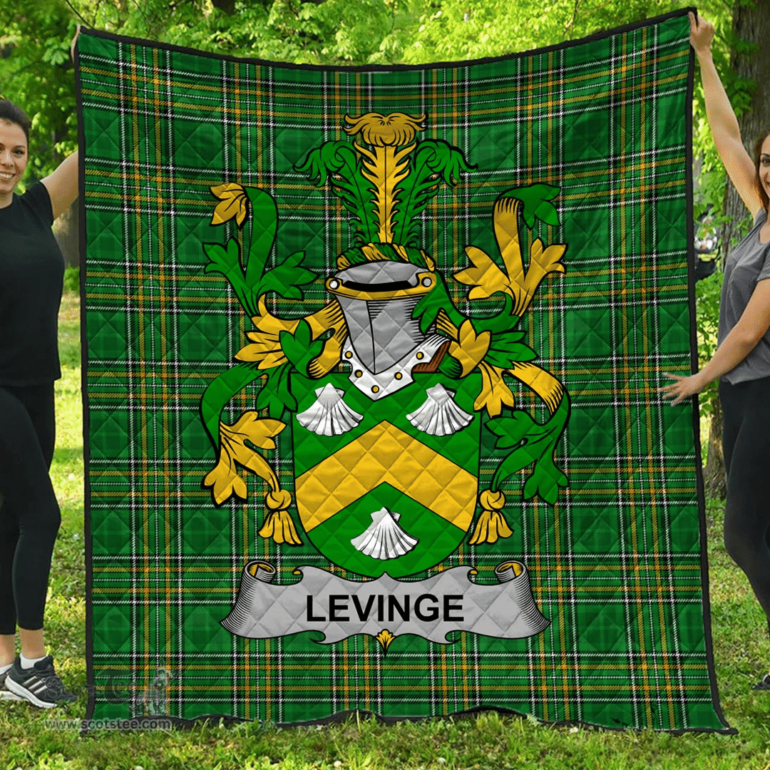 Scottish Levinge Or Levens Irish Coat of Arms Family Crest Quilt Irish National Tartan Irish County Quilts