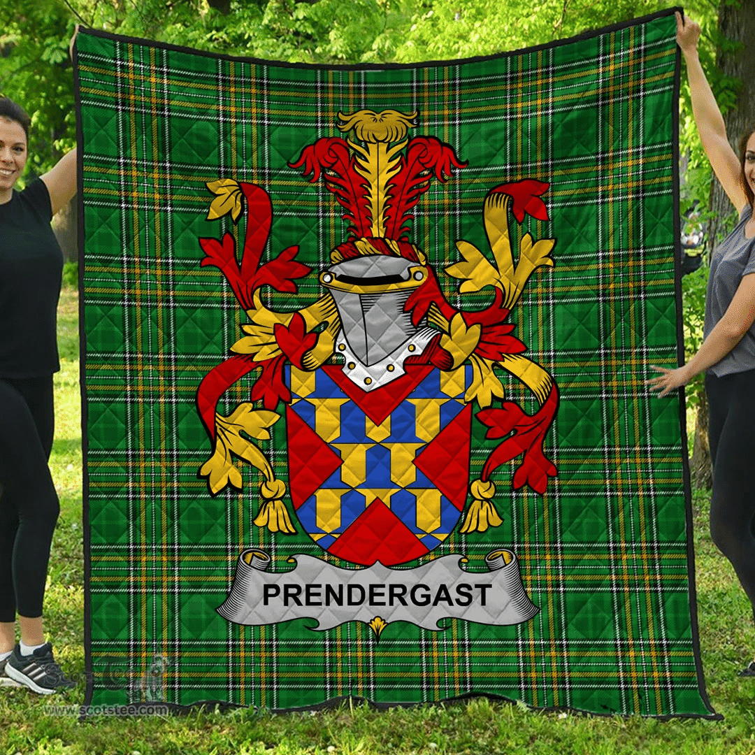 Scottish Prendergast Irish Coat of Arms Family Crest Quilt Irish National Tartan Irish County Quilts
