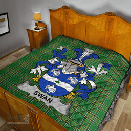 Scottish Swan Irish Coat of Arms Family Crest Quilt Irish National Tartan Irish County Quilts