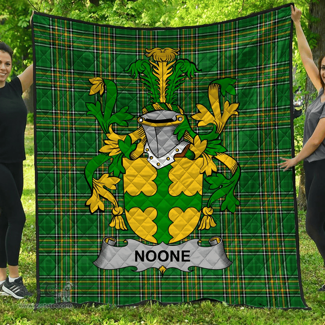 Scottish Noone Or O'Noone Irish Coat of Arms Family Crest Quilt Irish National Tartan Irish County Quilts