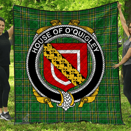 Scottish House Of O'Quigley Irish Coat of Arms Family Crest Quilt Irish National Tartan Irish County Quilts