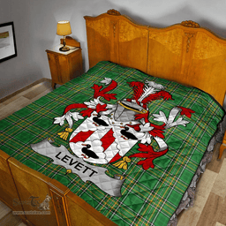 Scottish Levett Or Lyvett Irish Coat of Arms Family Crest Quilt Irish National Tartan Irish County Quilts