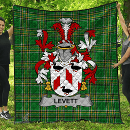 Scottish Levett Or Lyvett Irish Coat of Arms Family Crest Quilt Irish National Tartan Irish County Quilts