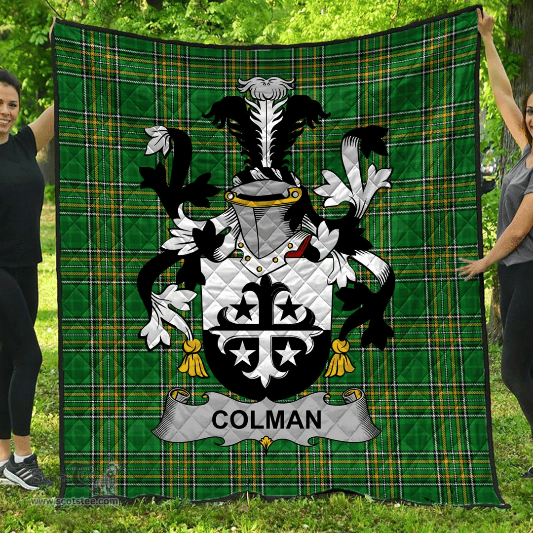 Scottish Colman Or Mccolman Irish Coat of Arms Family Crest Quilt Irish National Tartan Irish County Quilts