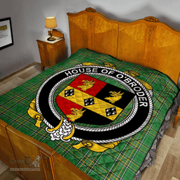 Scottish House Of O'Broder Irish Coat of Arms Family Crest Quilt Irish National Tartan Irish County Quilts