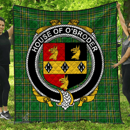Scottish House Of O'Broder Irish Coat of Arms Family Crest Quilt Irish National Tartan Irish County Quilts