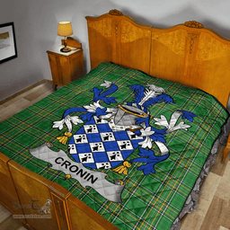 Scottish Cronin Or O'Cronin Irish Coat of Arms Family Crest Quilt Irish National Tartan Irish County Quilts
