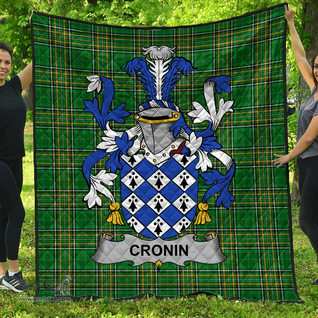 Scottish Cronin Or O'Cronin Irish Coat of Arms Family Crest Quilt Irish National Tartan Irish County Quilts