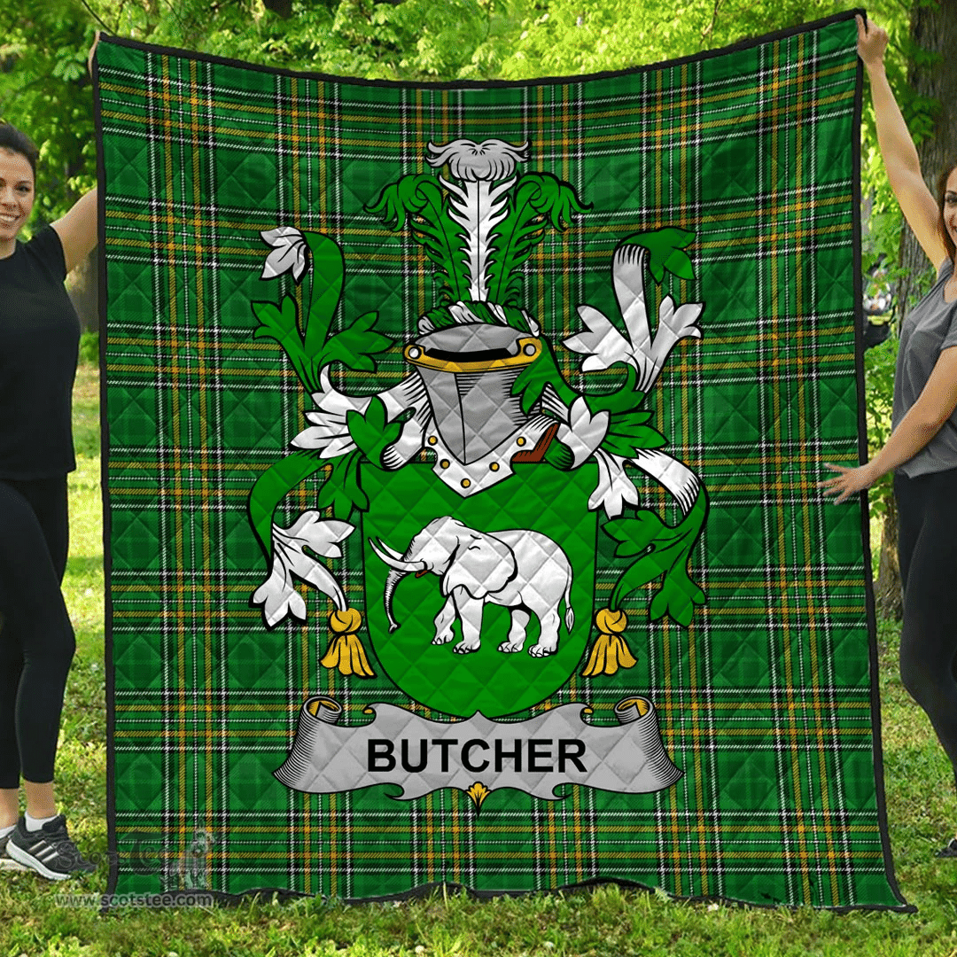 Scottish Butcher Irish Coat of Arms Family Crest Quilt Irish National Tartan Irish County Quilts