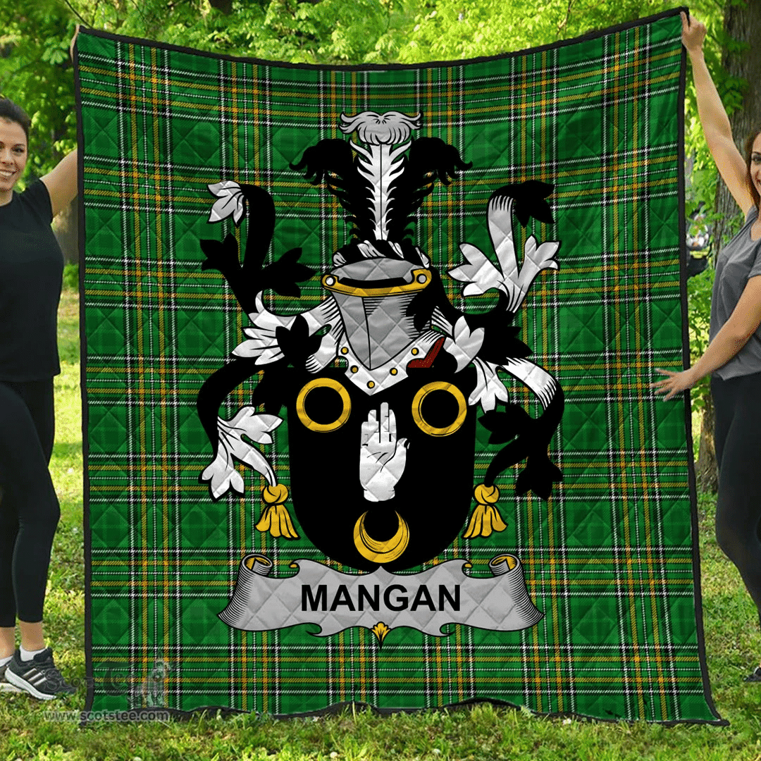 Scottish Mangan Or O'Mangan Irish Coat of Arms Family Crest Quilt Irish National Tartan Irish County Quilts