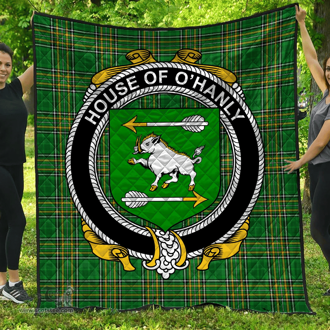 Scottish House Of O'Hanly Irish Coat of Arms Family Crest Quilt Irish National Tartan Irish County Quilts