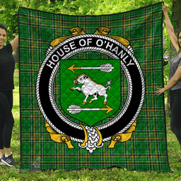 Scottish House Of O'Hanly Irish Coat of Arms Family Crest Quilt Irish National Tartan Irish County Quilts