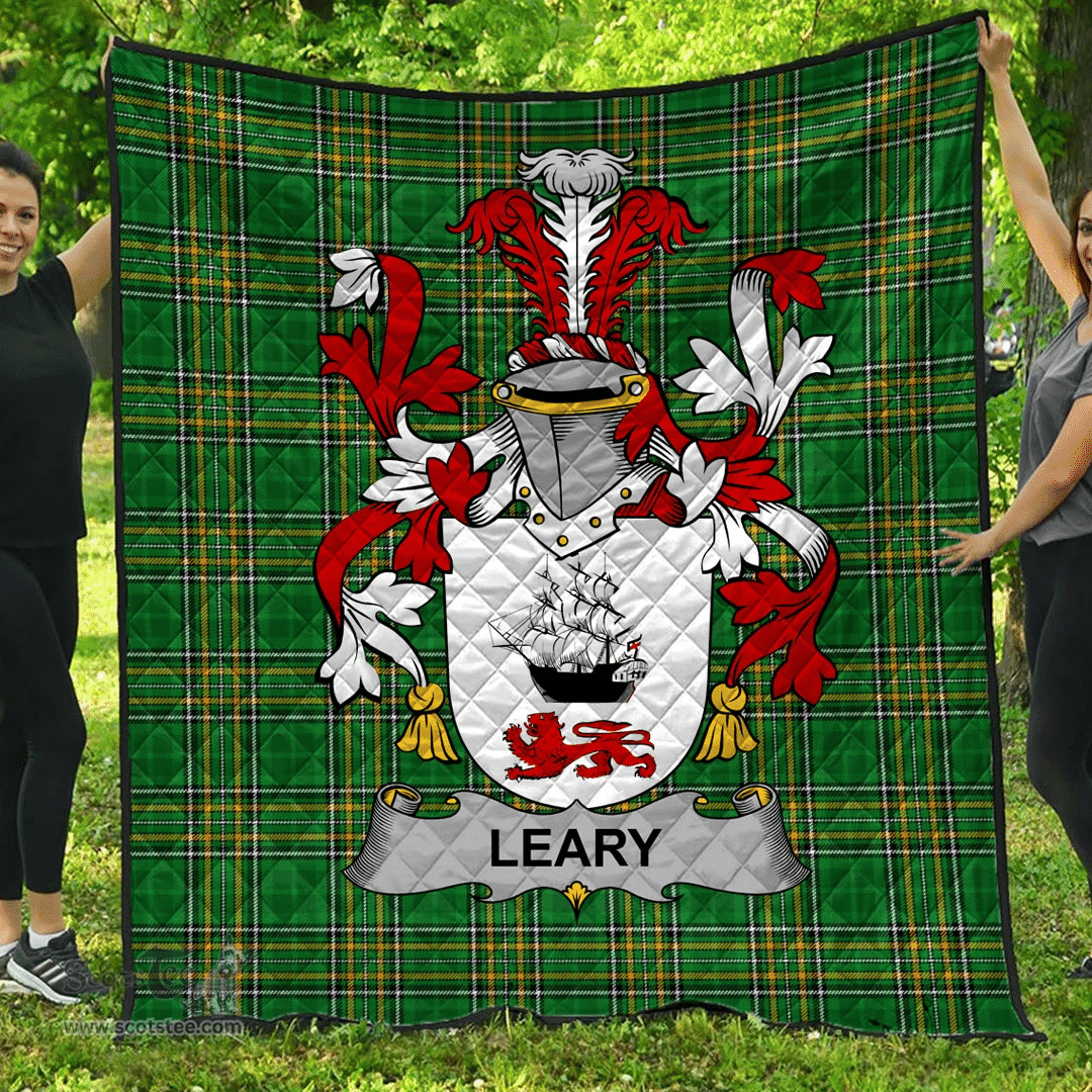 Scottish Leary Or O'Leary Irish Coat of Arms Family Crest Quilt Irish National Tartan Irish County Quilts