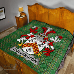 Scottish Wolverston Irish Coat of Arms Family Crest Quilt Irish National Tartan Irish County Quilts