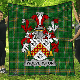 Scottish Wolverston Irish Coat of Arms Family Crest Quilt Irish National Tartan Irish County Quilts