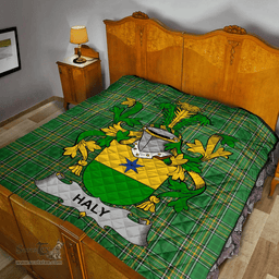 Scottish Haly Or O'Haly Irish Coat of Arms Family Crest Quilt Irish National Tartan Irish County Quilts