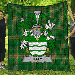 Scottish Haly Or O'Haly Irish Coat of Arms Family Crest Quilt Irish National Tartan Irish County Quilts