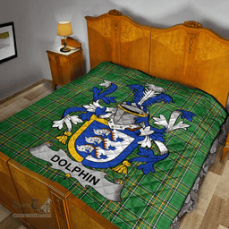 Scottish Dolphin Or Dolphyn Irish Coat of Arms Family Crest Quilt Irish National Tartan Irish County Quilts