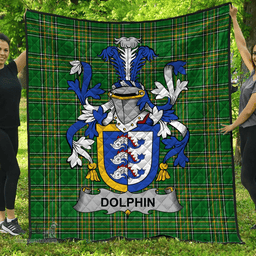 Scottish Dolphin Or Dolphyn Irish Coat of Arms Family Crest Quilt Irish National Tartan Irish County Quilts