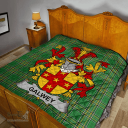 Scottish Galwey Irish Coat of Arms Family Crest Quilt Irish National Tartan Irish County Quilts