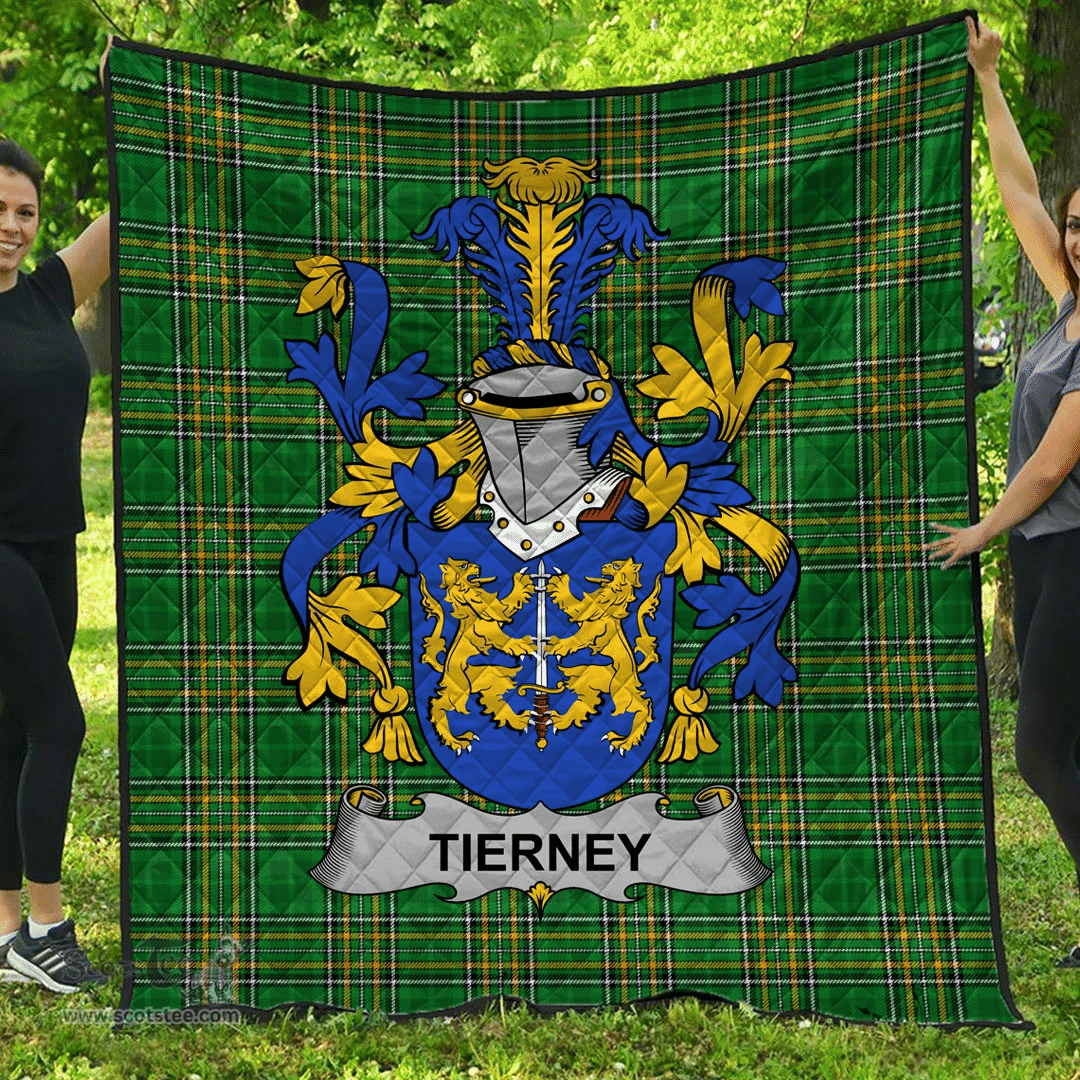 Scottish Tierney Irish Coat of Arms Family Crest Quilt Irish National Tartan Irish County Quilts