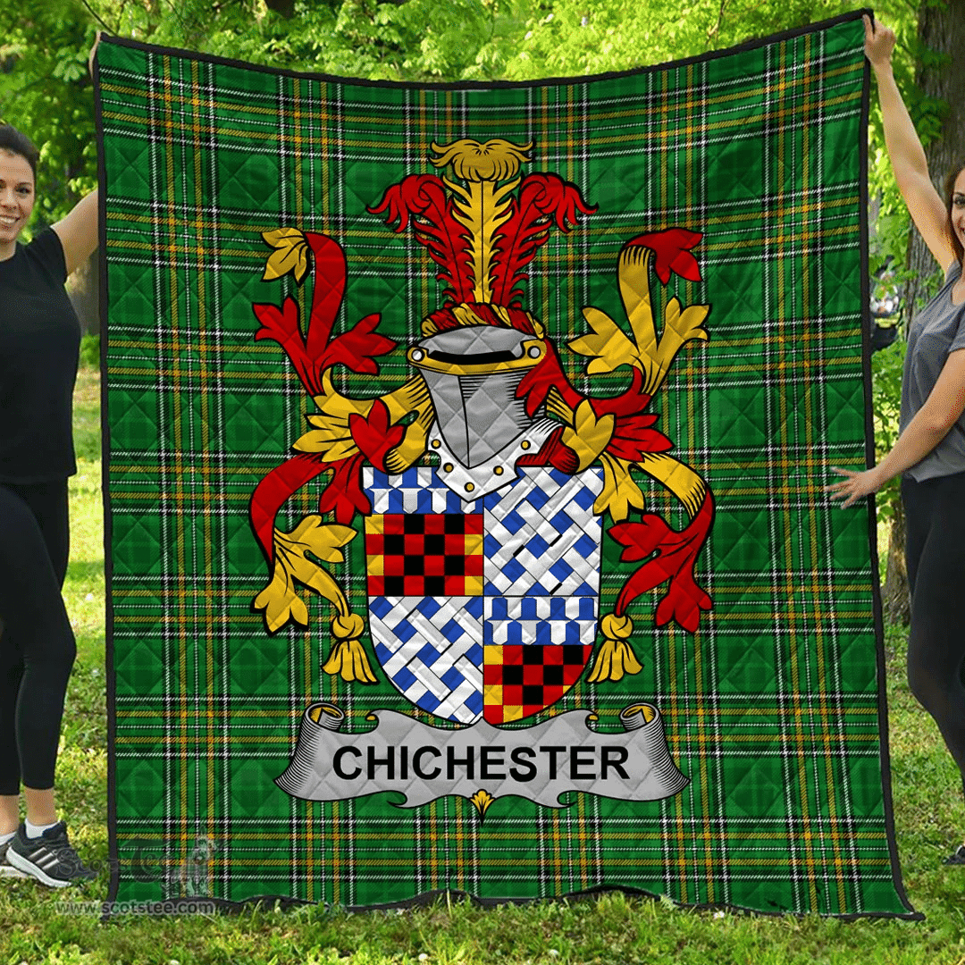 Scottish Chichester Irish Coat of Arms Family Crest Quilt Irish National Tartan Irish County Quilts