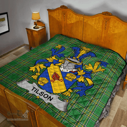 Scottish Tilson Irish Coat of Arms Family Crest Quilt Irish National Tartan Irish County Quilts