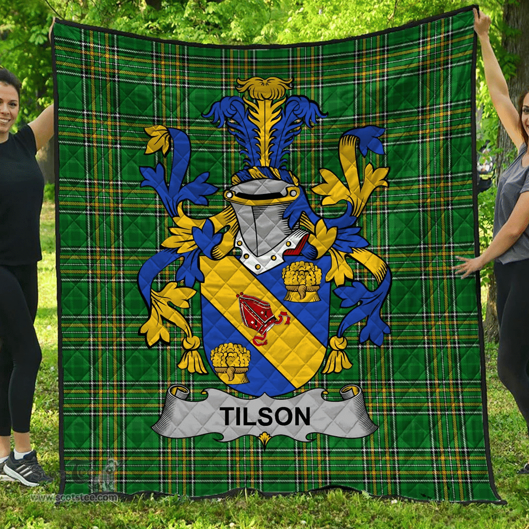 Scottish Tilson Irish Coat of Arms Family Crest Quilt Irish National Tartan Irish County Quilts