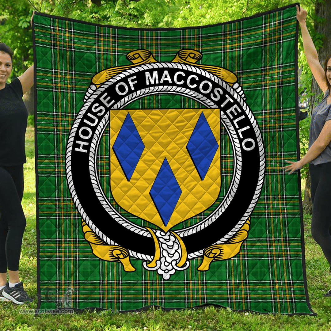 Scottish House Of Maccostello Irish Coat of Arms Family Crest Quilt Irish National Tartan Irish County Quilts