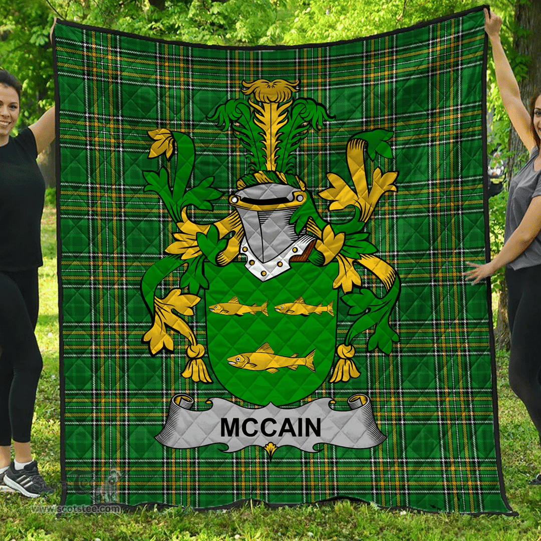 Scottish Mccain Or O'Kane Irish Coat of Arms Family Crest Quilt Irish National Tartan Irish County Quilts