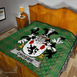 Scottish Crosbie Or Mccrossan Irish Coat of Arms Family Crest Quilt Irish National Tartan Irish County Quilts