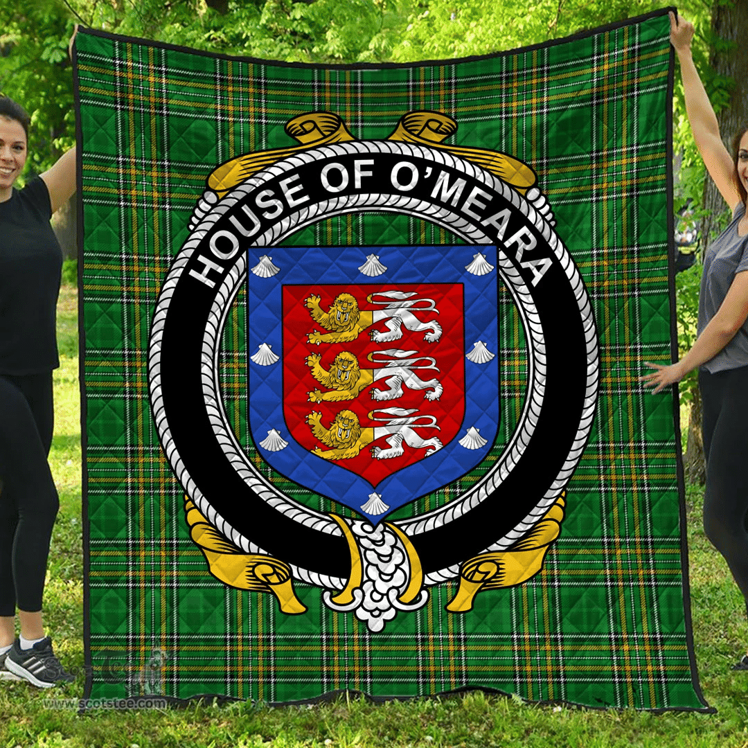 Scottish House Of O'Meara Irish Coat of Arms Family Crest Quilt Irish National Tartan Irish County Quilts