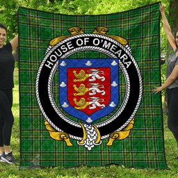 Scottish House Of O'Meara Irish Coat of Arms Family Crest Quilt Irish National Tartan Irish County Quilts