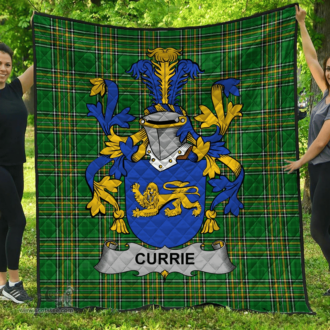 Scottish Currie Or O'Currie Irish Coat of Arms Family Crest Quilt Irish National Tartan Irish County Quilts