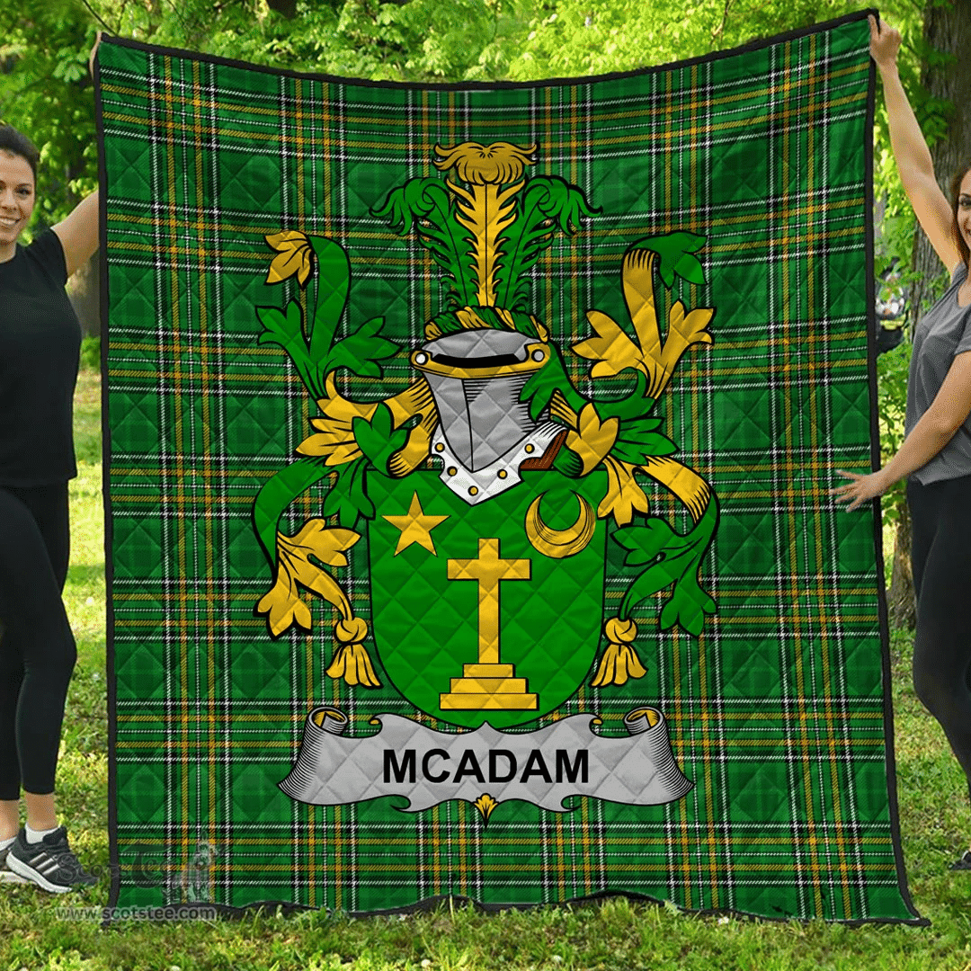 Scottish Mcadam Irish Coat of Arms Family Crest Quilt Irish National Tartan Irish County Quilts