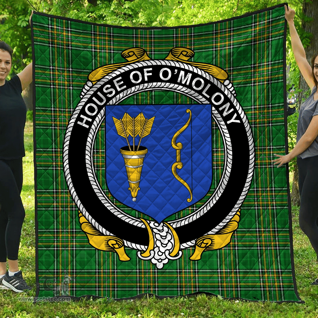 Scottish House Of O'Molony Irish Coat of Arms Family Crest Quilt Irish National Tartan Irish County Quilts