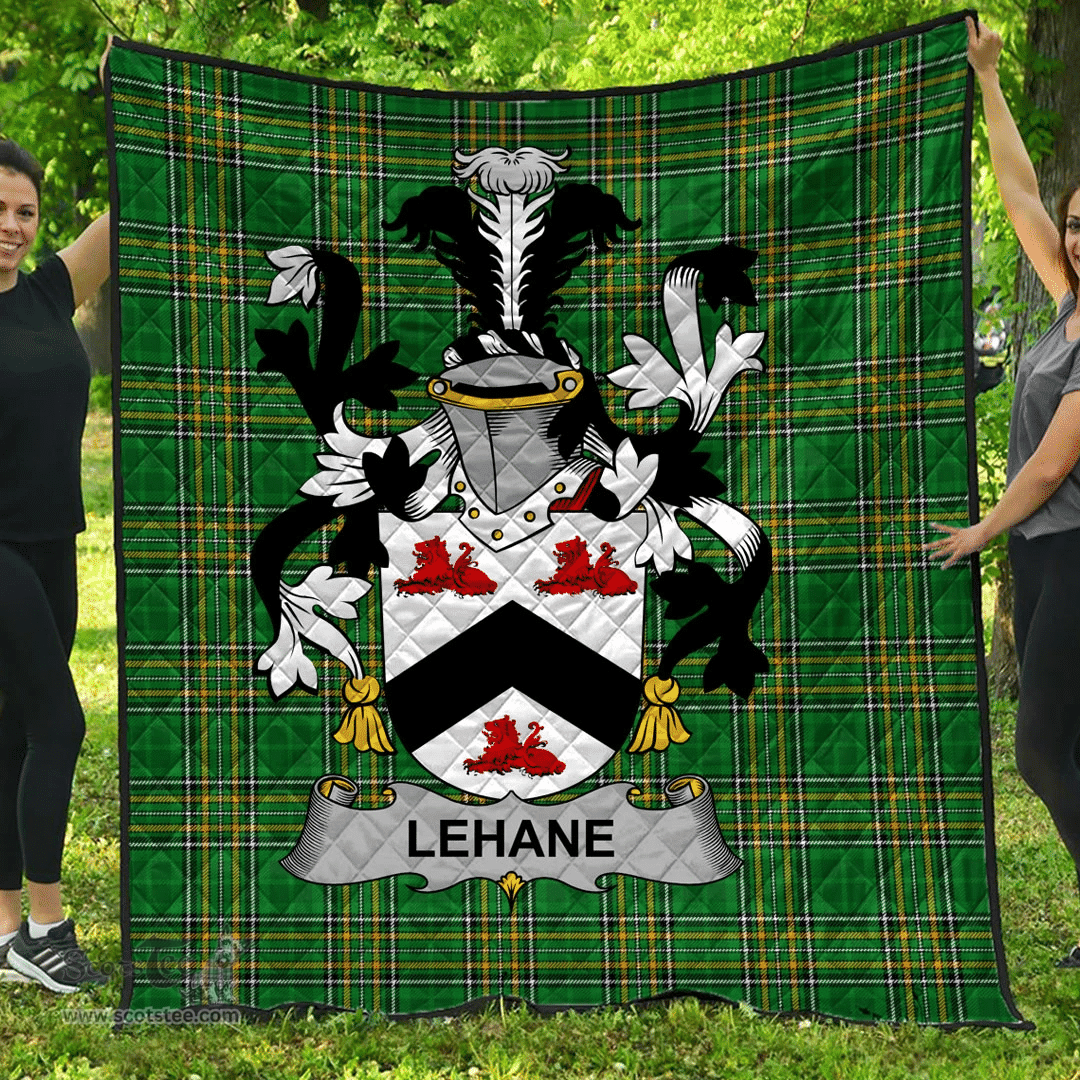 Scottish Lehane Or O'Lehane Irish Coat of Arms Family Crest Quilt Irish National Tartan Irish County Quilts